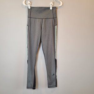 Adidas Leggings Grey Mint Green Stripe Womens Small Running Pant Workout